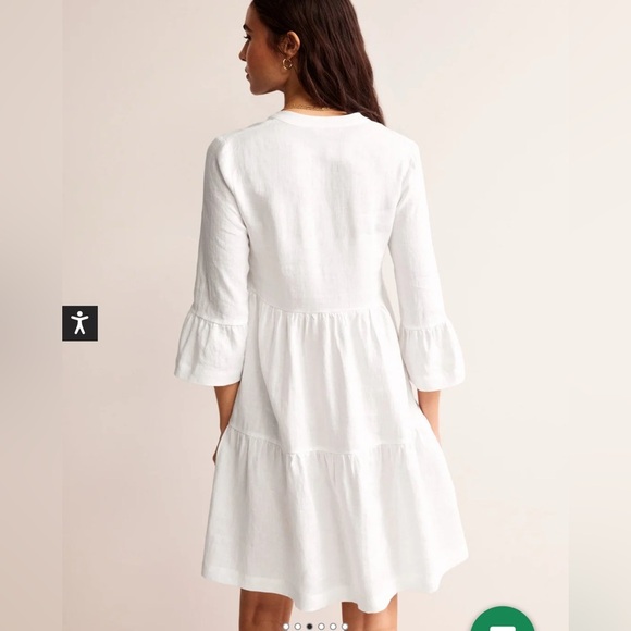 Boden Sophia Linen Short White V-Neck Tiered Dress Size 20-22R - Picture 3 of 15